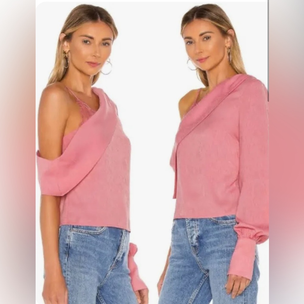 New Revolve NBD Bekah Elegant Pink One-Shoulder Blouse